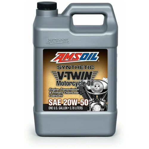 Синтетическое моторное масло AMSOIL V-Twin Synthetic Motorcycle Oil 20W-50, 3.784 л