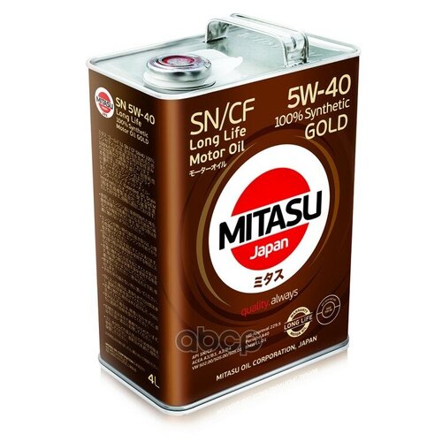 Mitasu Mitasu 5w40 4l Масло Моторное Gold Ll Sn/Cfapi Sn/Cf Acea A3/B4 Mb 229.5 Vw 505.01 Bmw Ll-01