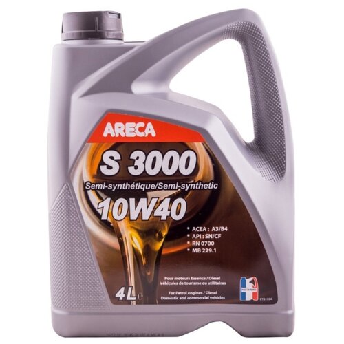 Areca Areca S 3000 10w40 (1l)_масло Моторное! Полусинт Acea A3/B4, Api Sn/Cf, Rn0700, Mb229.1