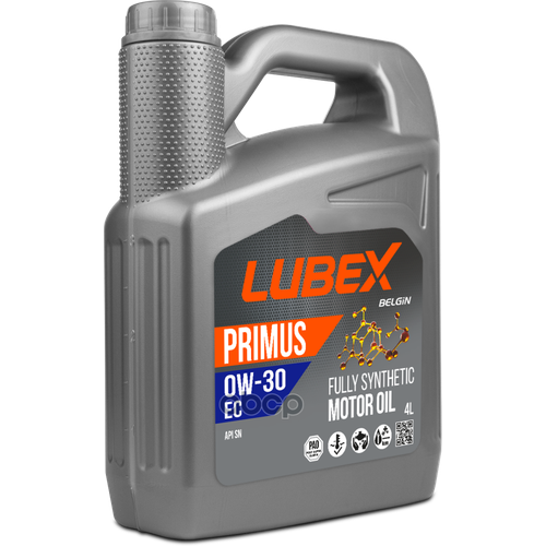 LUBEX L03412980404 Масло моторное 0W30 LUBEX 4л синтетика PRIMUS EC API SN