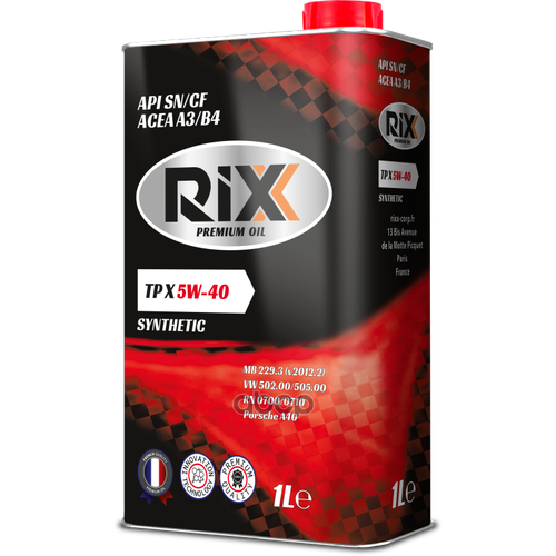 RIXX Масло Моторное 5W-40 Rixx 1 Л Синтетическое Tp X 5W-40 Sn/Cf Acea A3/B4 Шт