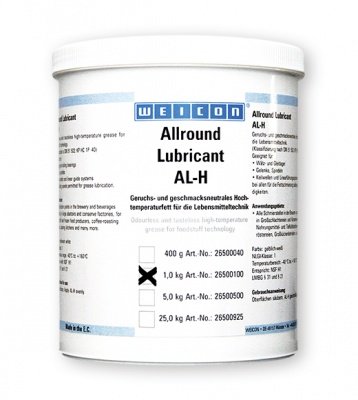 Weicon AL-H - Смазка высокотемпературная для пищевого оборудования жировая al-h 1000, Желтовато - белый, 1кг.