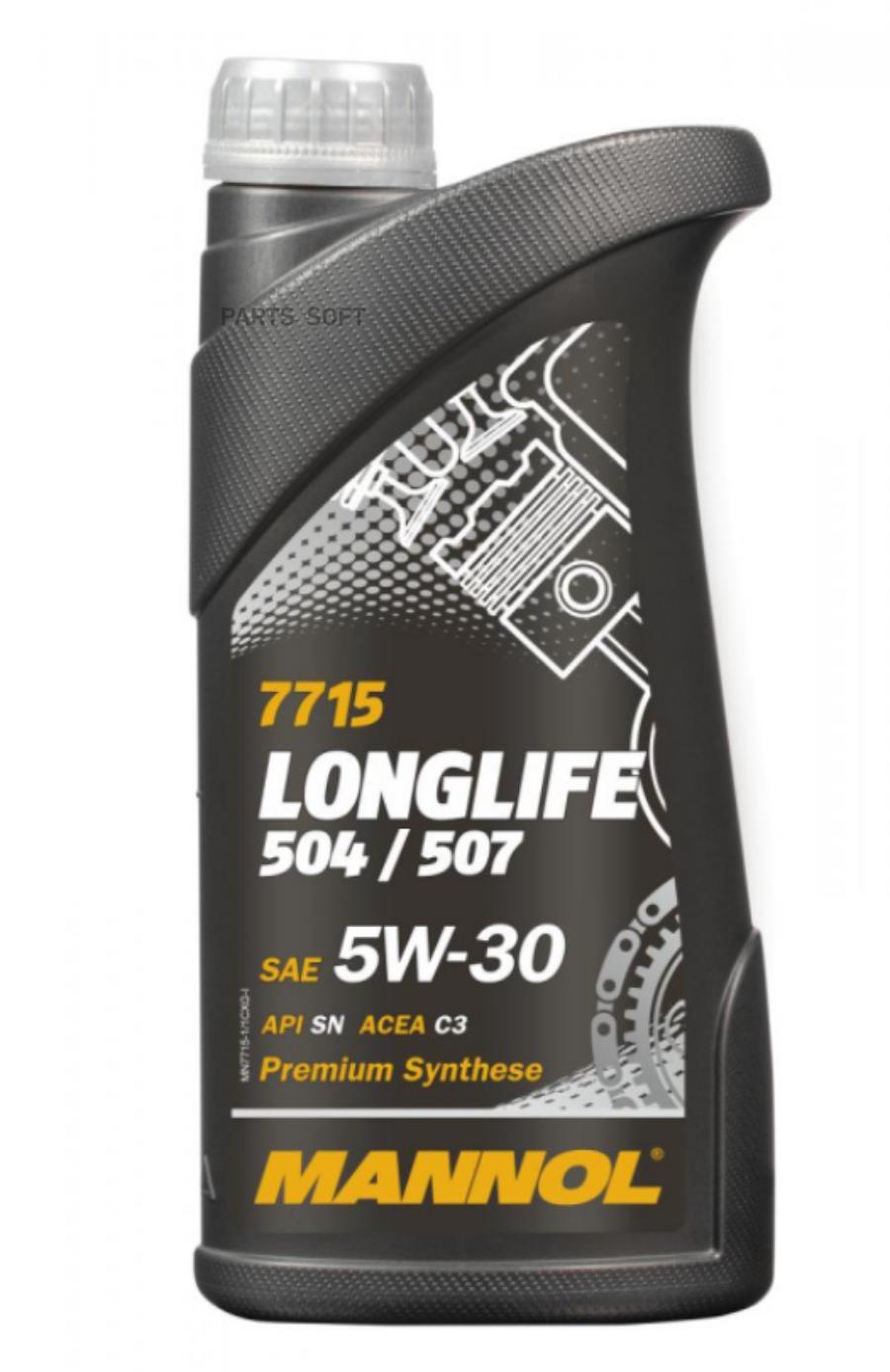 Моторное масло MANNOL синтетическое LONGLIFE 504/507 5W30 SNSMCF 1л