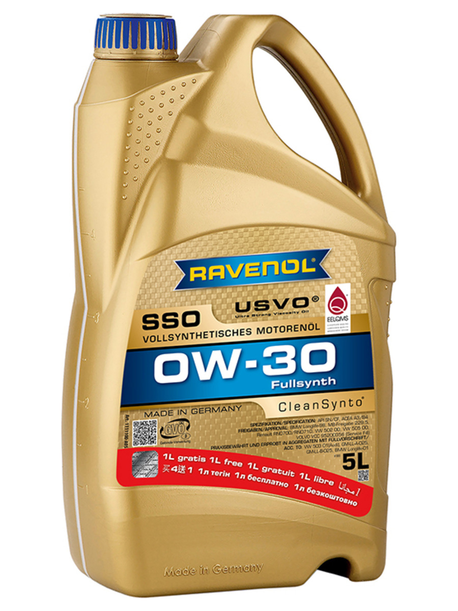 Моторное масло Ravenol синтетическое SSO 0W30 5л RAVENOL - 1