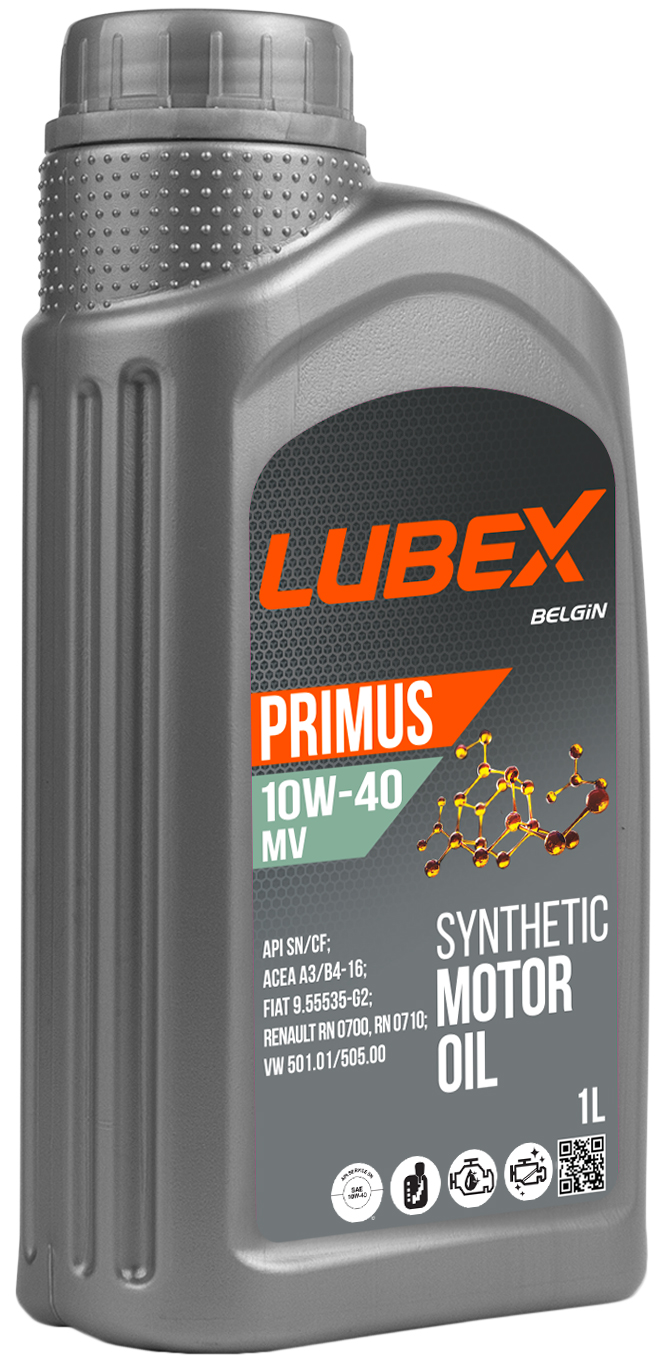 Моторное масло LUBEX синтетическое PRIMUS MV 10W40 CF/SN A3/B4 1л
