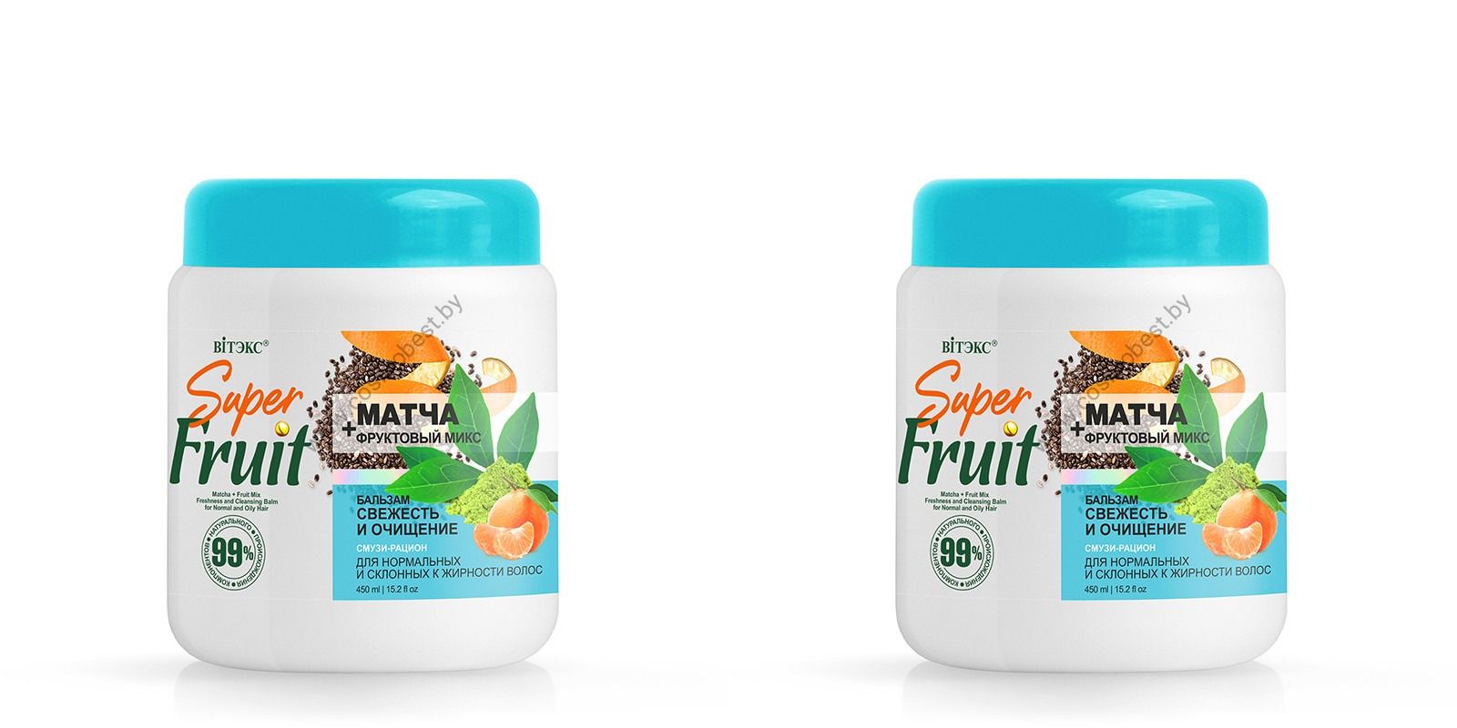 Шампунь Витэкс Super Fruit Матча+фруктовый микс 450 мл, 2 шт.