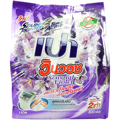 LION Thailand Pao Win Wash Sensual Violet Порошок стиральный для всех типов стиральных машин 800 г