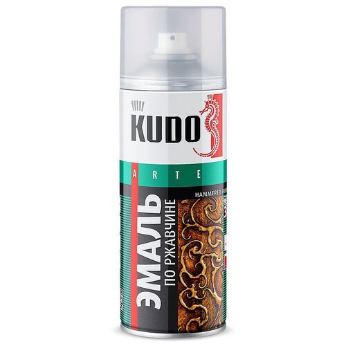 Эмаль KUDO по ржавчине молотковая, серебристо-серо-коричневый, 520 мл