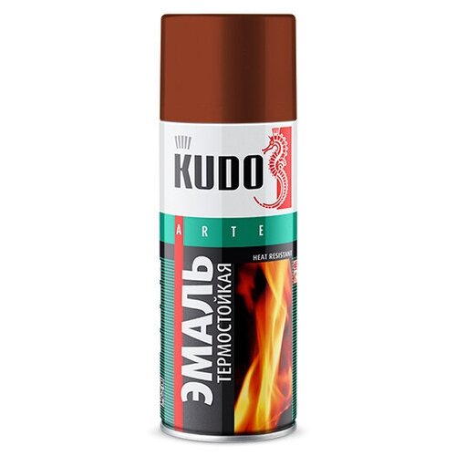 Эмаль KUDO термостойкая до 650°C, красно-коричневый, 520 мл