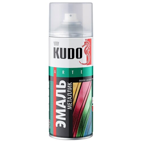 Эмаль KUDO универсальная металлик Silver grain finish, бирюза, 520 мл, 1 шт.