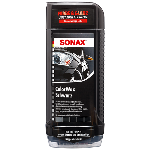 Воск для автомобиля SONAX цветной ColorWax Schwarz + карандаш (черный) 0.5 л