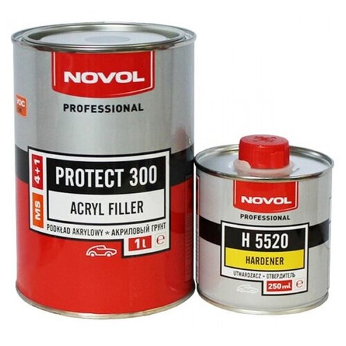 Комплект (грунт-наполнитель, отвердитель для грунта) NOVOL PROTECT 300 4+1 (MS), 2 шт. черный 1 л