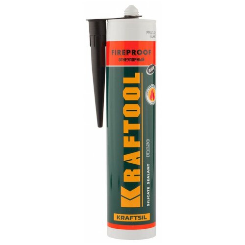 Герметик Kraftool FR150 Kraftsil Fireproof 300 мл. черный