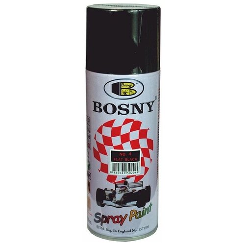 Краска Bosny Spray Paint акриловая универсальная матовая, 4 flat black, 400 мл