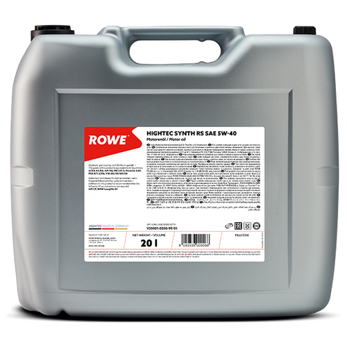Синтетическое моторное масло ROWE Hightec Synt RS SAE 5W-40, 1 л