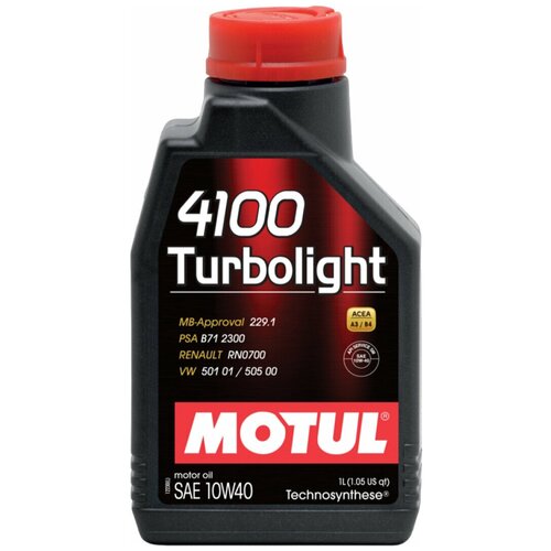 Полусинтетическое моторное масло Motul 4100 Turbolight 10W40, 1 л