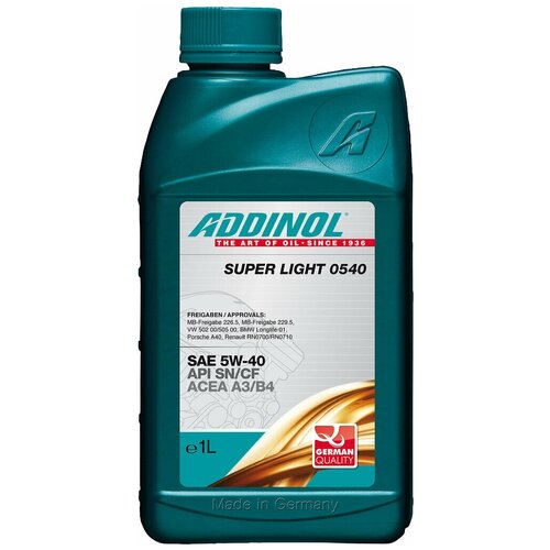 Синтетическое моторное масло ADDINOL Super Light 0540 SAE 5W-40, 4 л