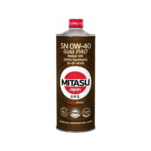 Синтетическое моторное масло Mitasu MJ-104 Gold PAO SN 0W-40, 1 л