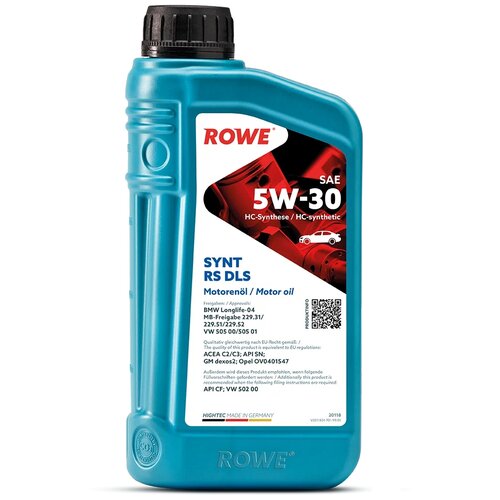 ROWE Rowe Hightec Synt Rs Dls Sae 5w-30 (200l) Масло Моторное