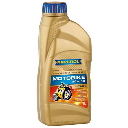 Минеральное моторное масло Ravenol Motobike 4-T Mineral 20W-50, 1 л