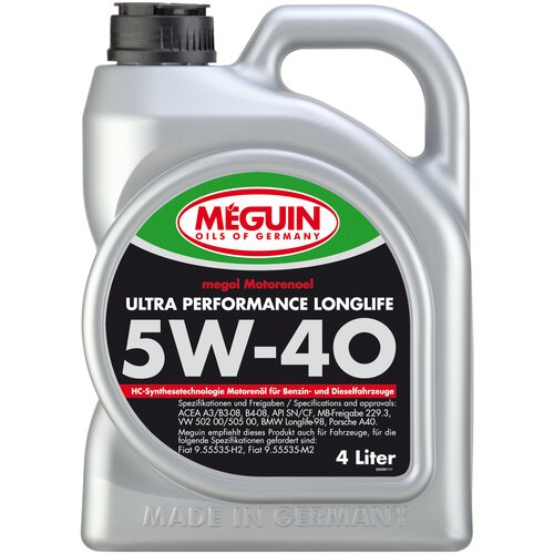 Синтетическое моторное масло Meguin Ultra Performance Longlife 5W-40, 4 л