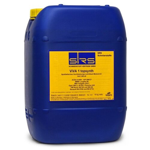 Синтетическое моторное масло SRS VIVA 1 Topsynth 5W40, 4 л