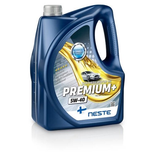 Синтетическое моторное масло Neste Premium+ 5W-40, 4 л