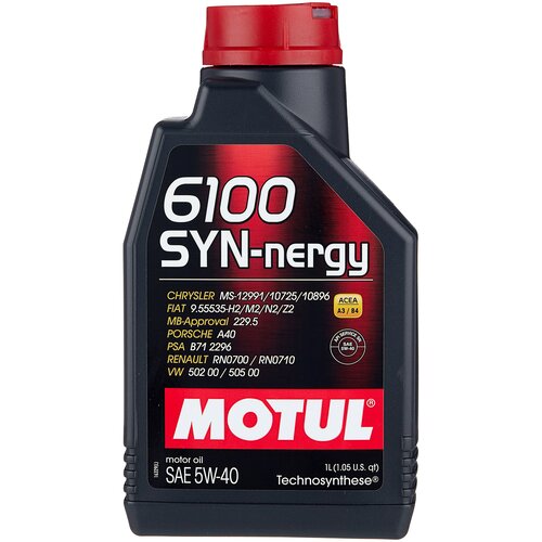 Синтетическое моторное масло Motul 6100 SYN-nergy 5W40, 1 л