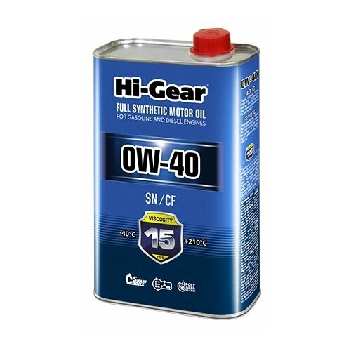 Синтетическое моторное масло Hi-Gear 0W-40 SN/CF, 1 л