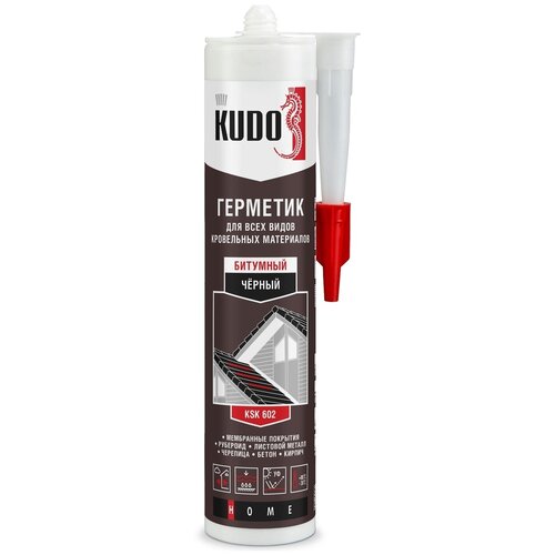 Герметик KUDO "KSK 602", битумный, для всех видов кровли, черный, туба, 280 мл