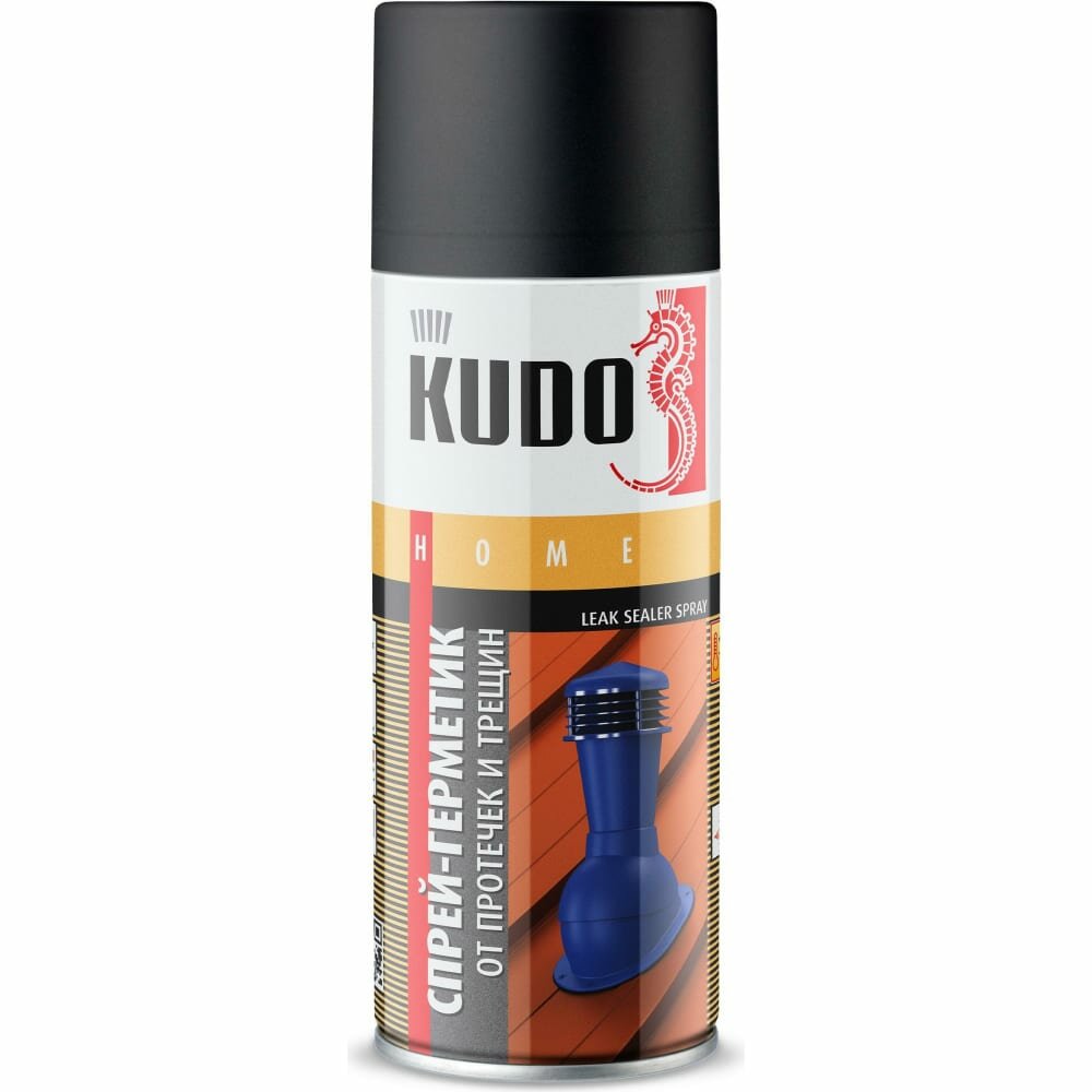 Жидкий герметик KUDO, от протечек и трещин, синтетический, черный, аэрозоль, 520 мл.