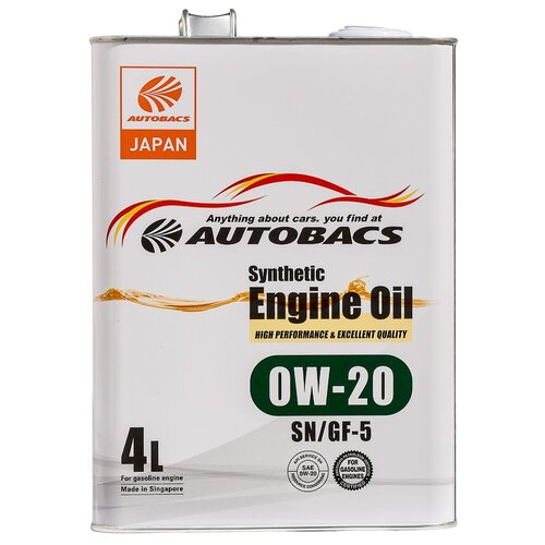 Синтетическое моторное масло Autobacs Synthetic Engine Oil 0W-20 SN/GF-5, 4 л