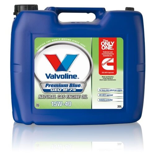 VALVOLINE 874346 874346_Масло Valvoline для газовых двигателей PREMIUM BLUE GEO M-74 15W40 20 L (Cummins CES 20074, M
