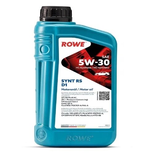 ROWE Масло Моторное Rowe Hightec Synt Rs D1 Sae 5w-30 (200л) Api Sp Rc/Sn Plus Rc (Resource Conserving),Ilsac Gf-5/-6a,Ford W...