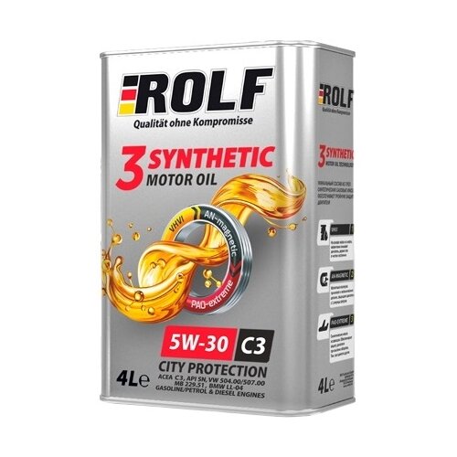 Синтетическое моторное масло ROLF 3-SYNTHETIC 5W-30 C3, 4 л