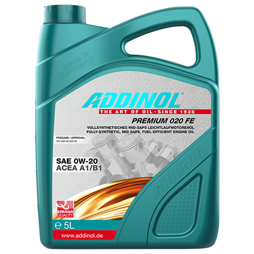 Синтетическое моторное масло ADDINOL Premium 020 FE SAE W-20, 5 л