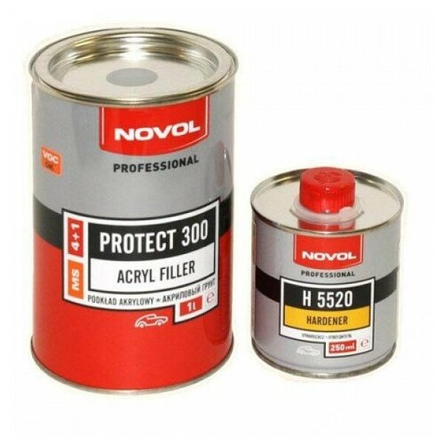 Novol 37041 Protect 300 грунт-наполнитель 4+1 MS чёрный + отвердитель, комплект 1000мл+250мл