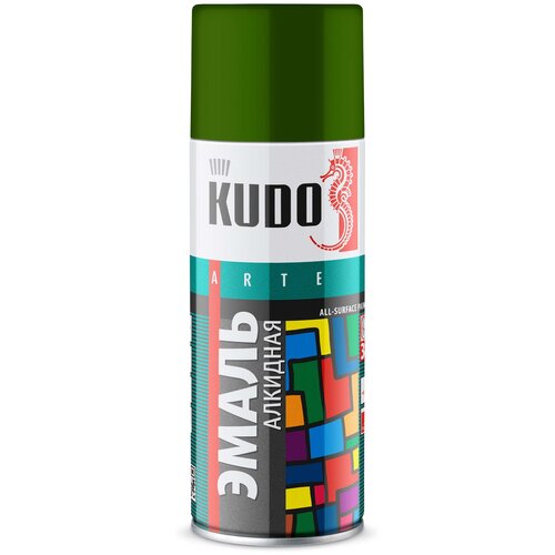 Эмаль KUDO универсальная 3P Technology глянцевая, красный RAL 3020, 520 мл, 12 шт.