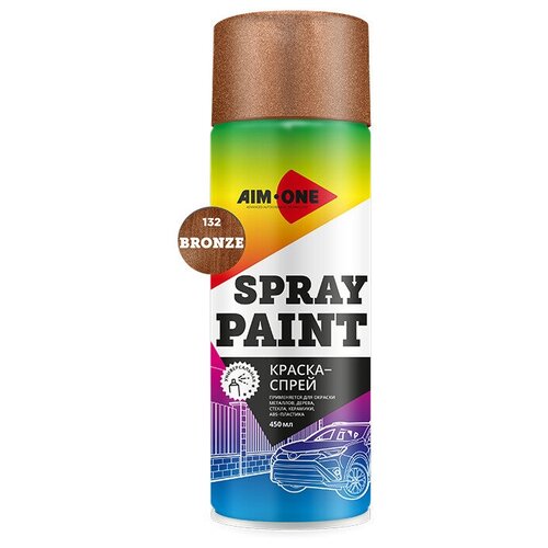 Краска-спрей золото Spray paint GOLD AIM-ONE 450 мл (аэрозоль) SPBG-450