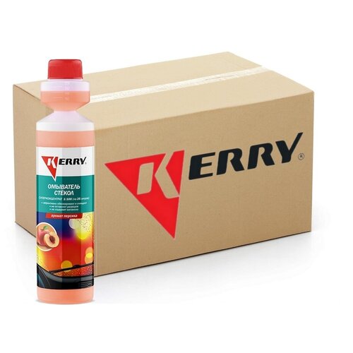 Жидкость в бачок омывателя KERRY, персик, летняя, концентрат 1:100, 270 мл, упаковка 15 шт.