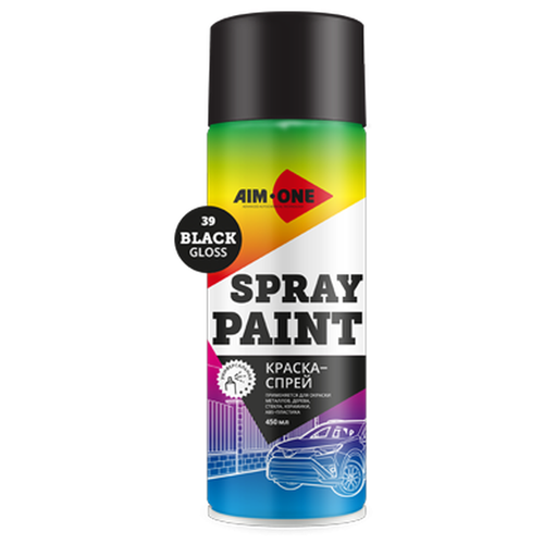 Краска Aim-One Spray Paint глянцевая, 39 black, 450 мл