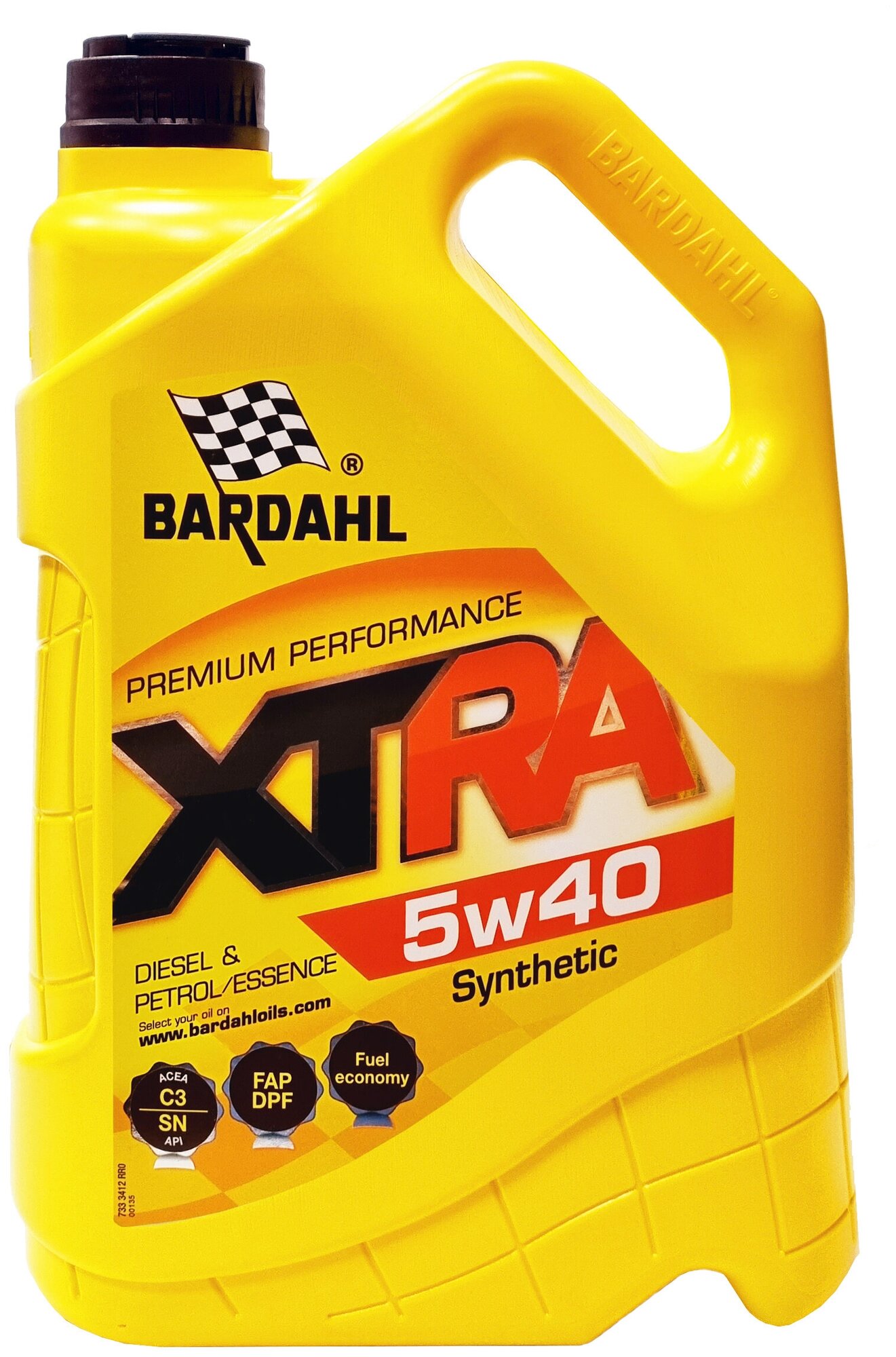 Масло моторное Bardahl XTRA 5w40 синтетическое API SN, ACEA C3, универсальное, 5л, арт. 34123