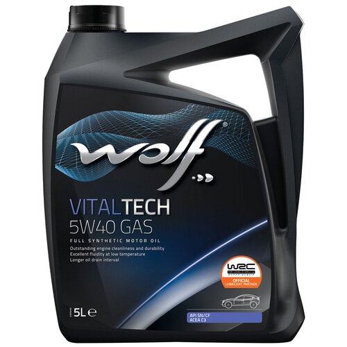 Моторное масло, Wolf VITALTECH 5W40 GAS, 5 л