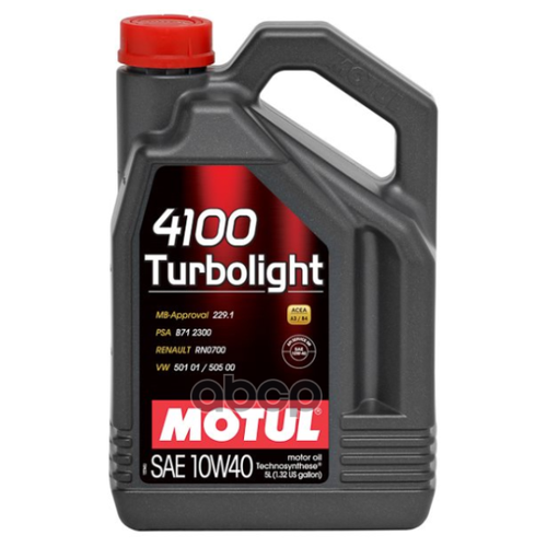 Полусинтетическое моторное масло Motul 4100 Turbolight 10W40, 4 л