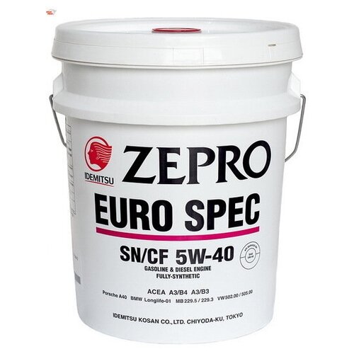 IDEMITSU 1849020 Масло моторное синтетическое ZEPRO EURO SPEC 5W40 API SN/CF, ACEA A3/B4 20л 1шт