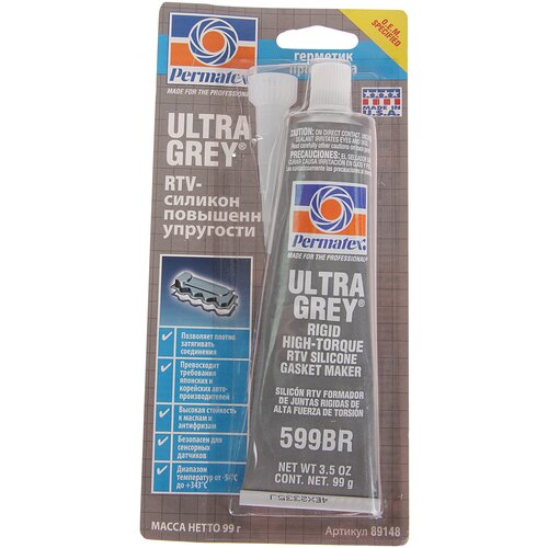 Формирователь прокладок "ULTRA GREY RTV" силиконовый серый (от -54С до +343С) 99гр PERMATEX