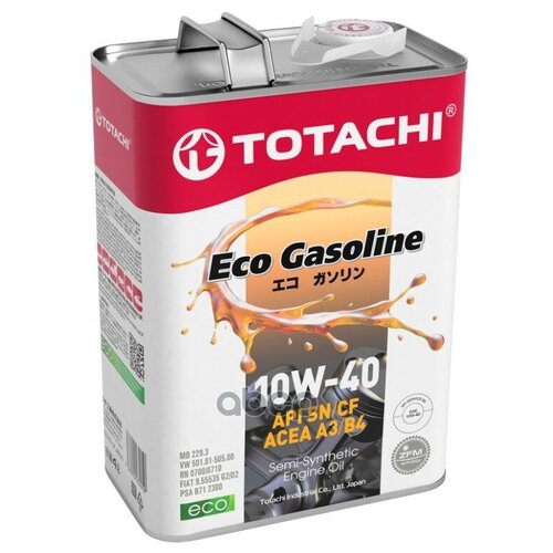 TOTACHI 10w-40 Eco Gasoline Sn/Cf 4л (Полусинт. Мотор. Масло)