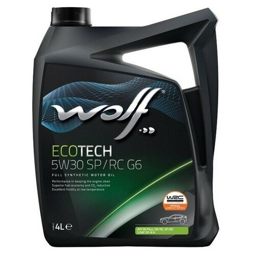 Синтетическое моторное масло Wolf EcoTech 5W-30 SP/RC G6, 4 л