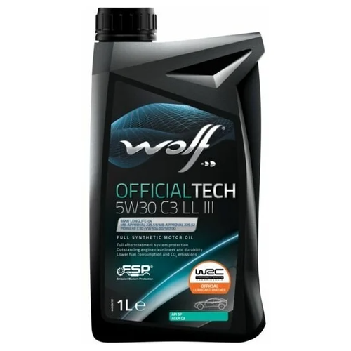 Синтетическое моторное масло Wolf Officialtech 5W30 C3 LL III, 4 л