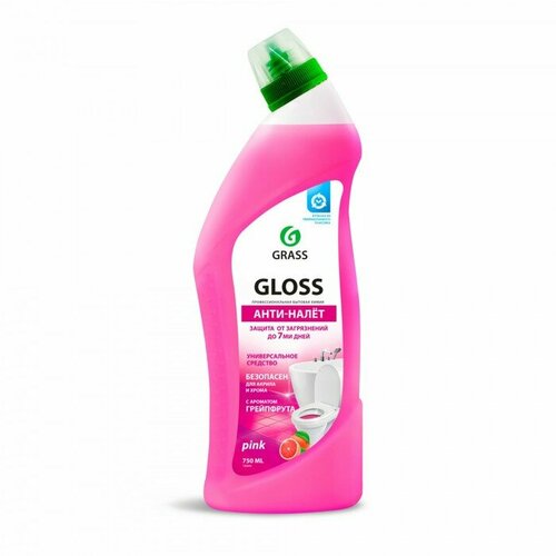 GRASS Чистящее средство Grass Gloss Pink,"Анти-налет", гель, для ванной комнаты, туалета, 750 мл